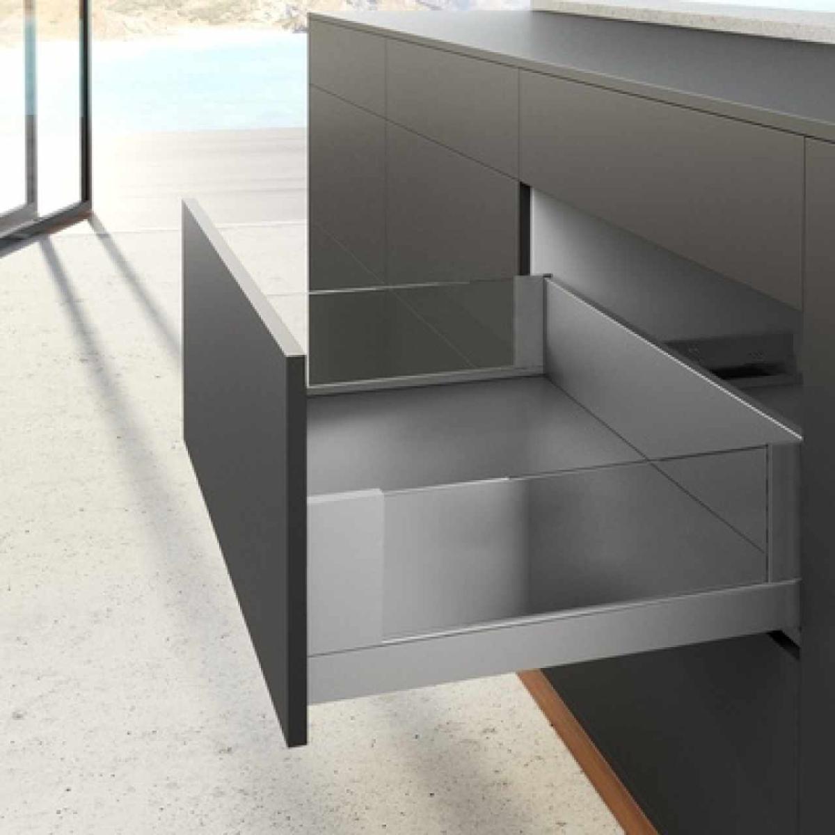Hettich AvanTech YOU Inlay fiók oldallap 450 mm, balos, szürke, magasság 187 mm