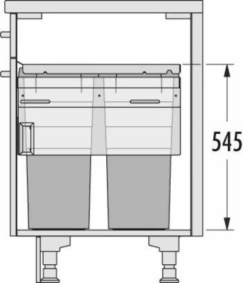 HAILO AS Euro Cargo 500 38/38 frontkihúzású hulladéktároló 2 x 38 liter űrtartalom 2.Kép