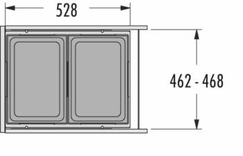 HAILO AS Euro Cargo 500 38/38 frontkihúzású hulladéktároló 2 x 38 liter űrtartalom 3.Kép