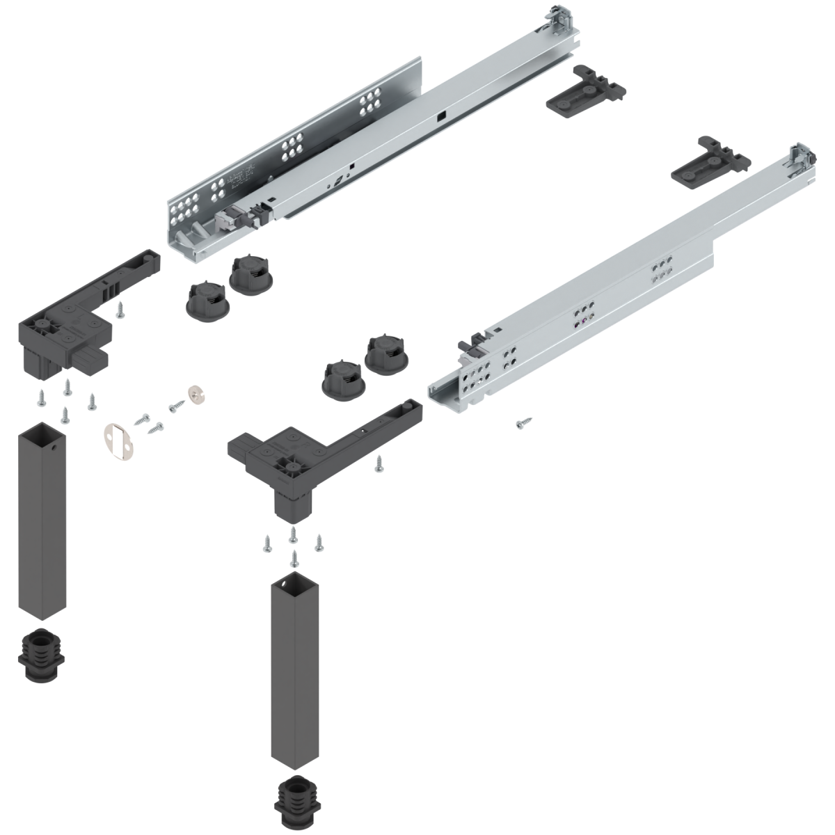 BLUM SPACE STEP készlet, Műanyag/acél, NH=460 mm, Orionszürke mat