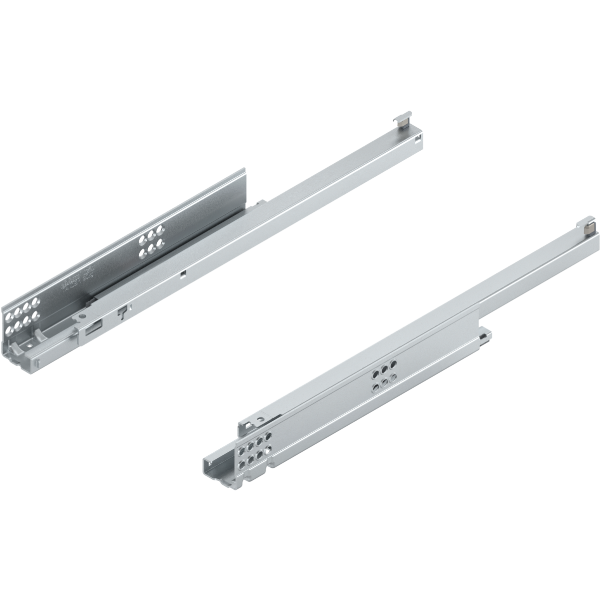 BLUM TANDEM TIP-ON Részleges kihúzás, Vezetősín, 30 kg, NH=600 mm, bal/jobb Lapvast: 11–16 mm, kuplunggal szerelendő
