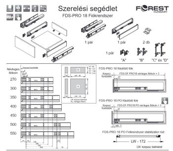 FDS DUPLAFALÚ FÉM FIÓKOLDAL FDS-PRO 18 A 270mm H88 40kg FEHÉR 5.Kép