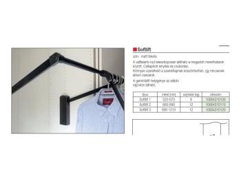 GARDRÓBLIFT SOFTLIFT 3 890-1210 mm 12kg FEKETE 3.Kép
