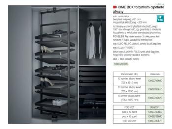 GARDRÓB SZERELVÉNY HOME BOX FORGATHATÓ  CIPŐTARTÓ ÁLLVÁNY KERET 705x1073 MM ACÉLSZÜRKE 2.Kép