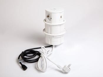 IRODABÚTOR TARTOZÉKOK KONNEKTOR ELOSZTÓ MODULBOX IVH - VEZ. NÉLK.  TÖLT.+2x230V+2xUSB+HDMI FEHÉR 2.Kép