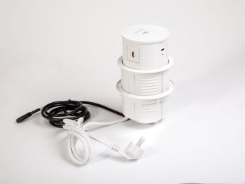 IRODABÚTOR TARTOZÉKOK KONNEKTOR ELOSZTÓ MODULBOX IVH - VEZ. NÉLK.  TÖLT.+2x230V+2xUSB+HDMI FEHÉR 1.Kép