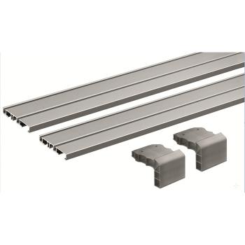 Hettich SlideLine M közézáródó tolóajtó sín szett (2 db sín), csavarozható, 2500 mm, alu, eloxált ezüst 1.Kép