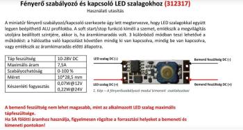 LED profilba szerelhető mechanikus  fényerőszabályzó 12/24V 90/180W (vezérlő , kis gomb, nagy gomb) 2.Kép