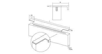 Fogantyú  Viefe LINEAR 19 élre ültethető 697mm, alumínium, szálcsiszolt 3.Kép