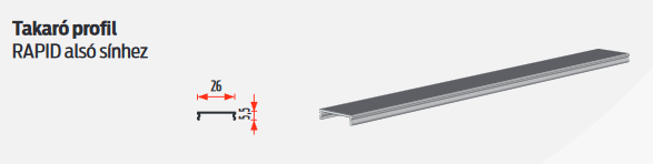 Takaró profil RAPID alsó sínhez 3 méter indrustrial fekete