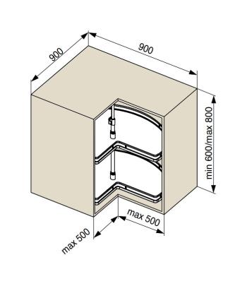 Riex GP28 forgótálca 270°-os tömör fenék W900, H600-750, sötétszürke 2.Kép