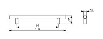 RiexTouch XH01 fogantyú, 96 mm,  matt fekete 2.Kép