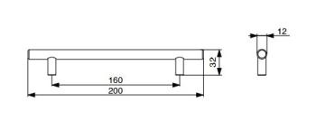 RiexTouch XH01 fogantyú, 160 mm,  matt fekete 2.Kép