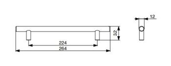 RiexTouch XH01 fogantyú, 224 mm,  matt fekete 2.Kép