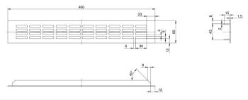 Riex GV44 alumínium szellőzőrács,  60x400 mm, eloxált alumínium 2.Kép