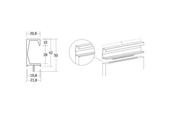 Fogantyú  Viefe SIX élbe ültethető, 247 mm, alumínium, texturált matt fekete 2.Kép