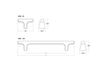 Fogantyú  Viefe HINOKI gomb, alumínium, csiszolt fekete 2.Kép
