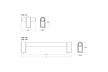 Fogantyú  Viefe CASEY gomb, alumínium, texturált láva fekete-  polírozott titán 2.Kép