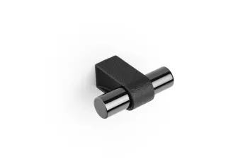 Fogantyú  Viefe CASEY gomb, alumínium, texturált láva fekete-  polírozott titán 1.Kép