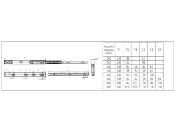 GOLYÓS FIÓKCSÚSZÓ HOME BOX HB45 COMFORT PO BLACK 45mm PUSH-OPEN 350mm TEHERB.: 25kg FEKETE 2.Kép