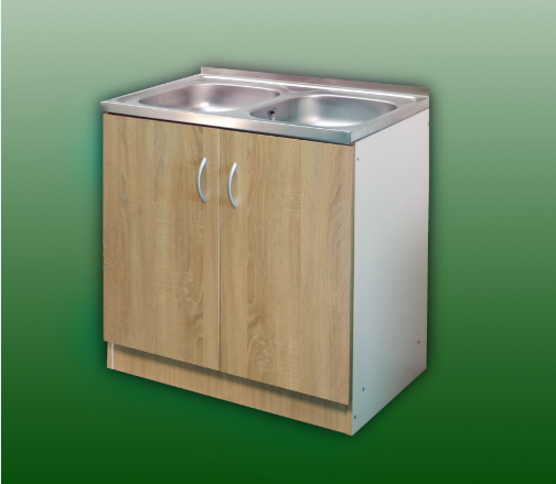 Komplett mosogatószekrény 80x50 2medence fehér tölgy