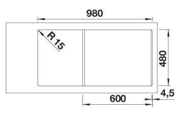 BLANCO ADIRA XL 6S Silgranit mosogatótálca, palaszürke tart., excenterrel 4.Kép