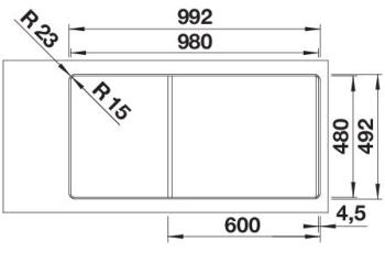 BLANCO ADIRA XL 6S-F Silgranit mosogató, palaszürke tart., excenterrel 4.Kép