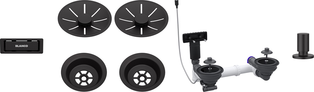BLANCO lefolyó szett 2x3,5'' InFino matt fekete excenterrel