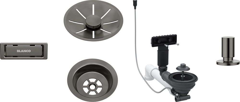 BLANCO lefolyó szett 1x3,5'' InFino satin dark steel excenterrel