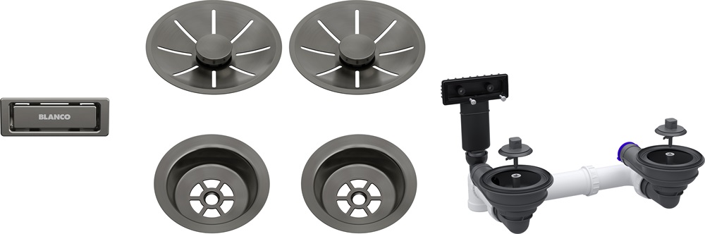 BLANCO lefolyó szett 2x3,5'' InFino satin dark steel