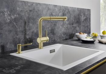 BLANCO LINUS-S csaptelep kihúzható fejjel, satin dark steel, magasnyomású 2.Kép
