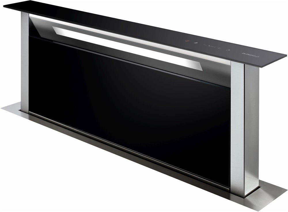 De Dietrich pultba süllyesz. páraelszívó 86 cm, inox/fekete üveg