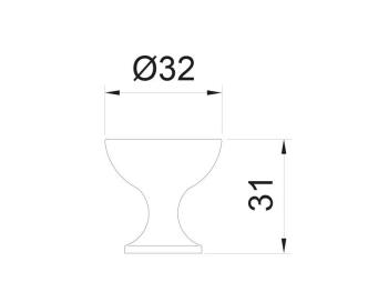 BÚTORFOGANTYÚ E108-32 D:32mm, H:31mm MATT KRÓM 2.Kép