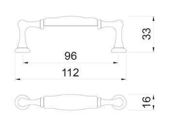 BÚTORFOGANTYÚ M62 - 96mm (112x16x33mm) FEKETE 2.Kép