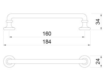 BÚTORFOGANTYÚ WMN839-160mm(184x24x34mm) MATT FEKETE 2.Kép