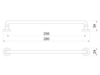 BÚTORFOGANTYÚ WMN839 - 256mm  (280x24x34mm) MATT FEKETE 2.Kép
