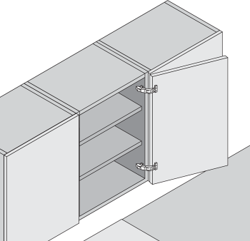 BLUM CLIP top nagy nyitásszögű pánt 170° ráütődő, edény: csavarok 2.Kép