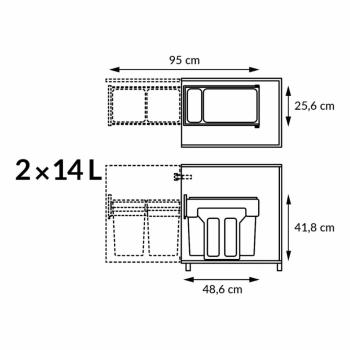 HAILO EcoLine Design L teljes kihúzású beépíthető szelektív szemetes 5.Kép