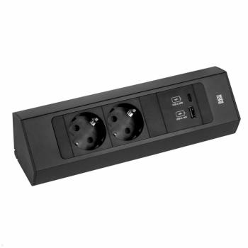Bachmann CASIA2 Univerzális sarokdugalj 2x230V+1xUSB A&amp;C 22W töltő fekete Kép