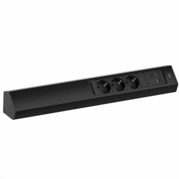 Bachmann CASIA2 Univerzális sarokdugalj 3x230V+1xUSB A&amp;C 22W töltő fekete Kép