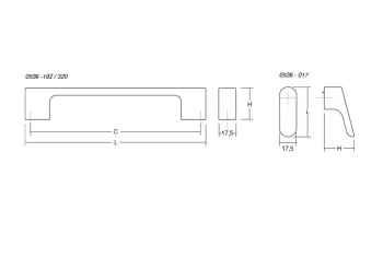 Fogantyú Viefe LUV 192mm, fém, csiszolt bronz 3.Kép