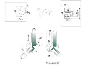 BÚTORPÁNT HB 203 +45 CSILLAPÍTOTT KÖZÉZÁRÓDÓ PÁNT+ALÁTÉT NORMÁL NIKKEL 2.Kép