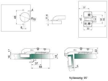BÚTORPÁNT HB 203 CSILLAPÍTOTT KÖZÉZÁRÓDÓ PILLÉRPÁNT +ALÁTÉT NORMÁL NIKKEL 2.Kép