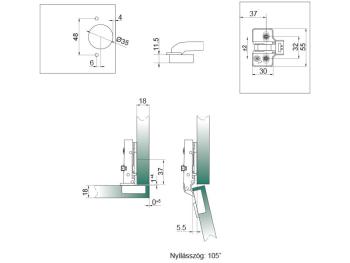 BÚTORPÁNT HB 203 BLACK CSILLAPÍTOTT RÁÜT +EXC.ALÁTÉT +6 FACSAVAR FEKETE NIKKEL 2.Kép