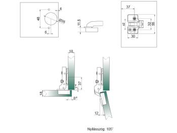 BÚTORPÁNT HB 203 BLACK CSILLAPÍTOTT FÉLIG RÁÜTŐDŐ +EXC.ALÁTÉT +6 FACSAVAR FEKETE NIKKEL 2.Kép