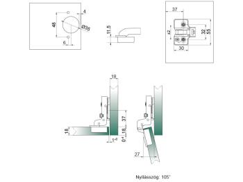 BÚTORPÁNT HB 203 BLACK CSILLAPÍTOTT KÖZÉZÁRÓDÓ '+EXC.ALÁTÉT +6 FACSAVAR FEKETE NIKKEL 2.Kép