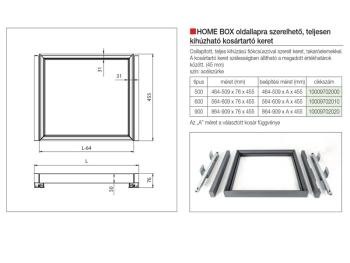 HOME BOX KOSÁRTARTÓ KERET  CSILLAPÍTOTT FIÓKCSÚSZÓVAL TAKARÓVAL 500MM, ACÉLSZÜRKE 2.Kép