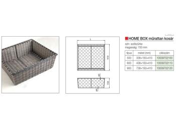 HOME BOX MŰRATTAN TÁROLÓKOSÁR 900MM-ES, 738x150x410MM, ACÉLSZÜRKE 2.Kép