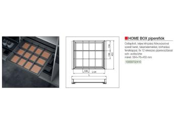 HOME BOX FIÓK BŐRHATÁSÚ PIPEREOSZTÓKKAL CSILLAPÍTOTT FIÓKCSÚSZÓVAL+ TAKARÓVAL 600MM, ACÉLSZÜRKE 3.Kép
