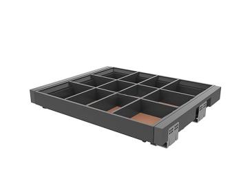 HOME BOX FIÓK BŐRHATÁSÚ PIPEREOSZTÓKKAL CSILLAPÍTOTT FIÓKCSÚSZÓVAL+ TAKARÓVAL 600MM, ACÉLSZÜRKE 2.Kép